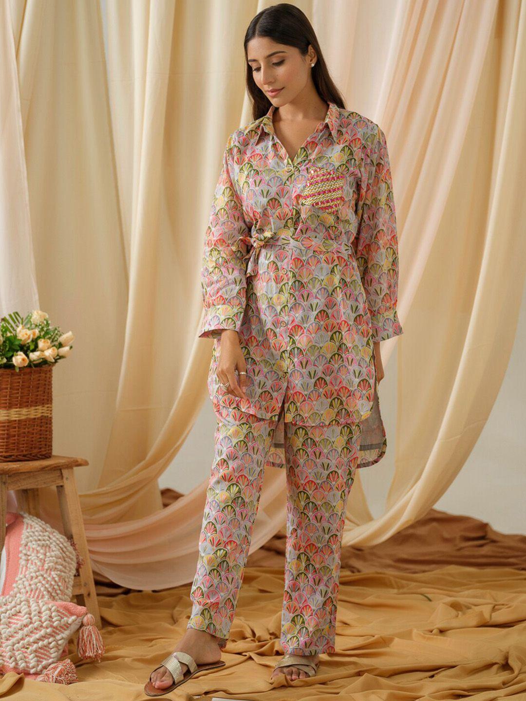 ishin women floral printed co-ords