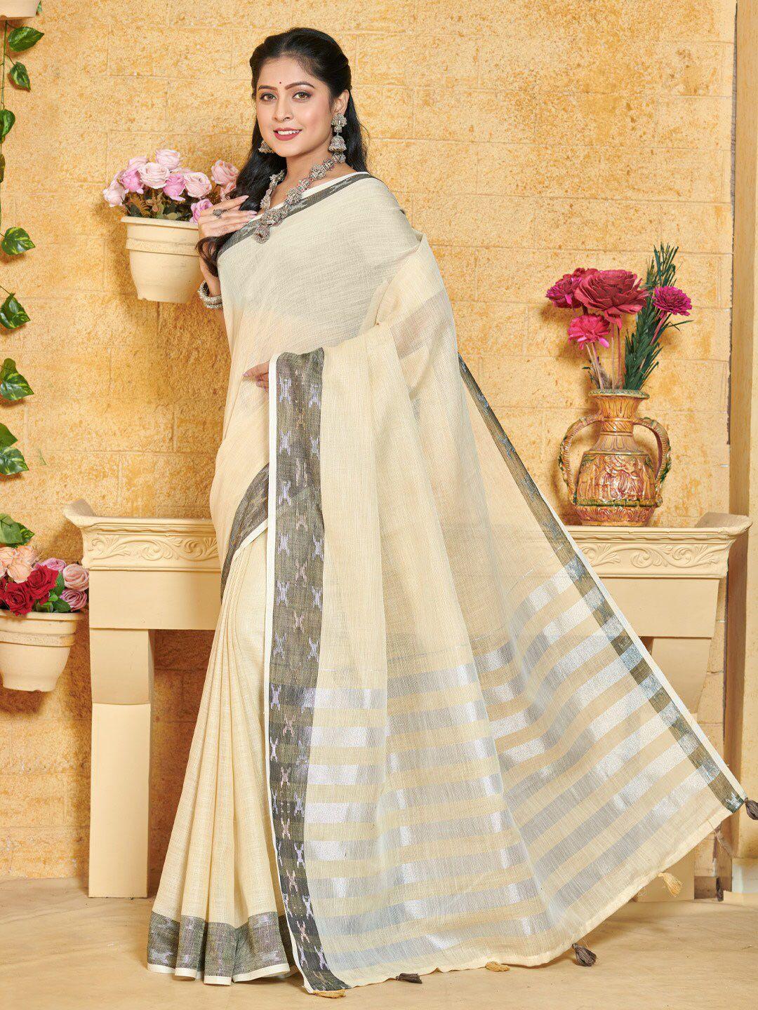 ishin woven design border tasseled zari saree