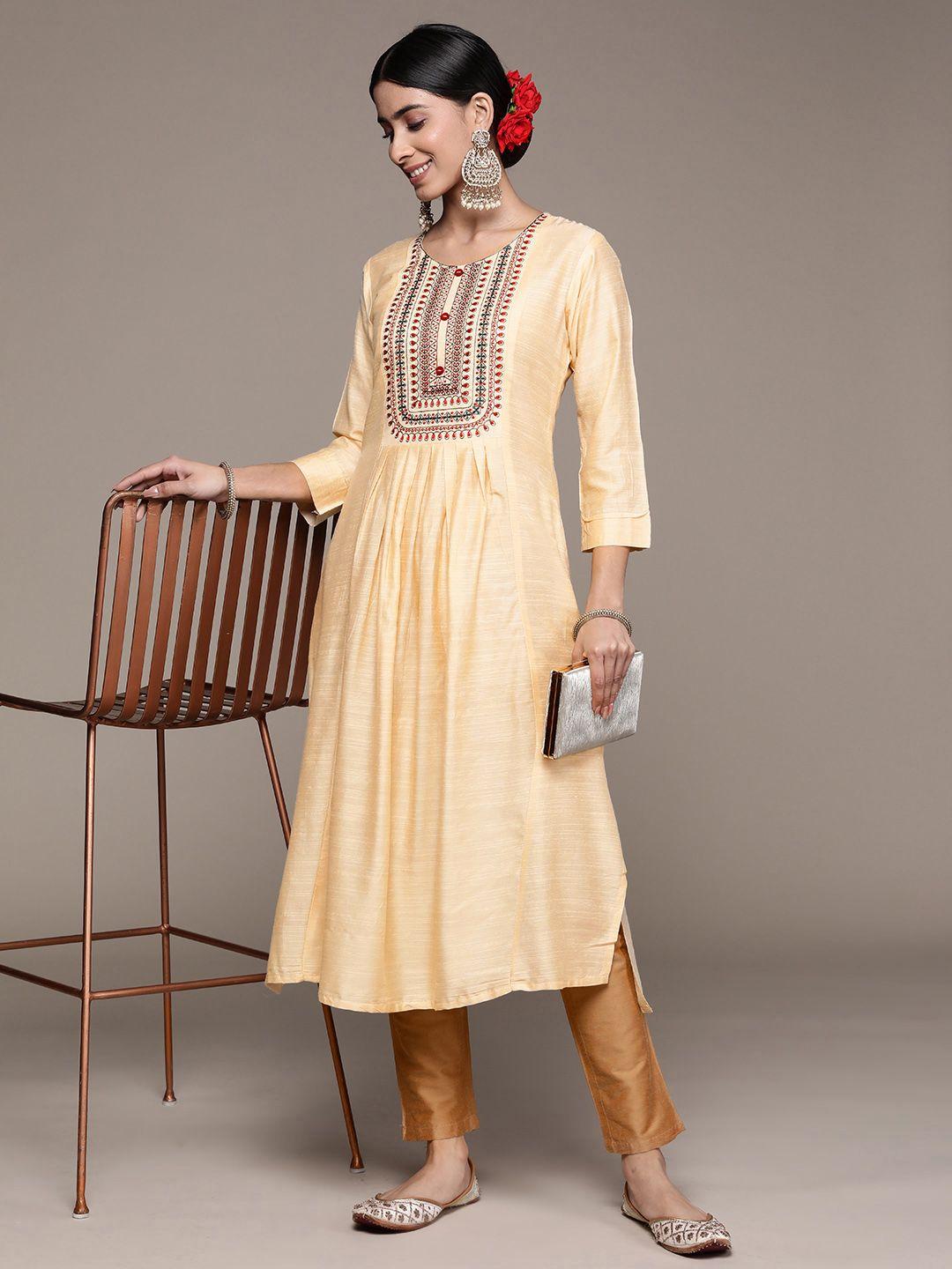 ishin yoke design thread work kurta