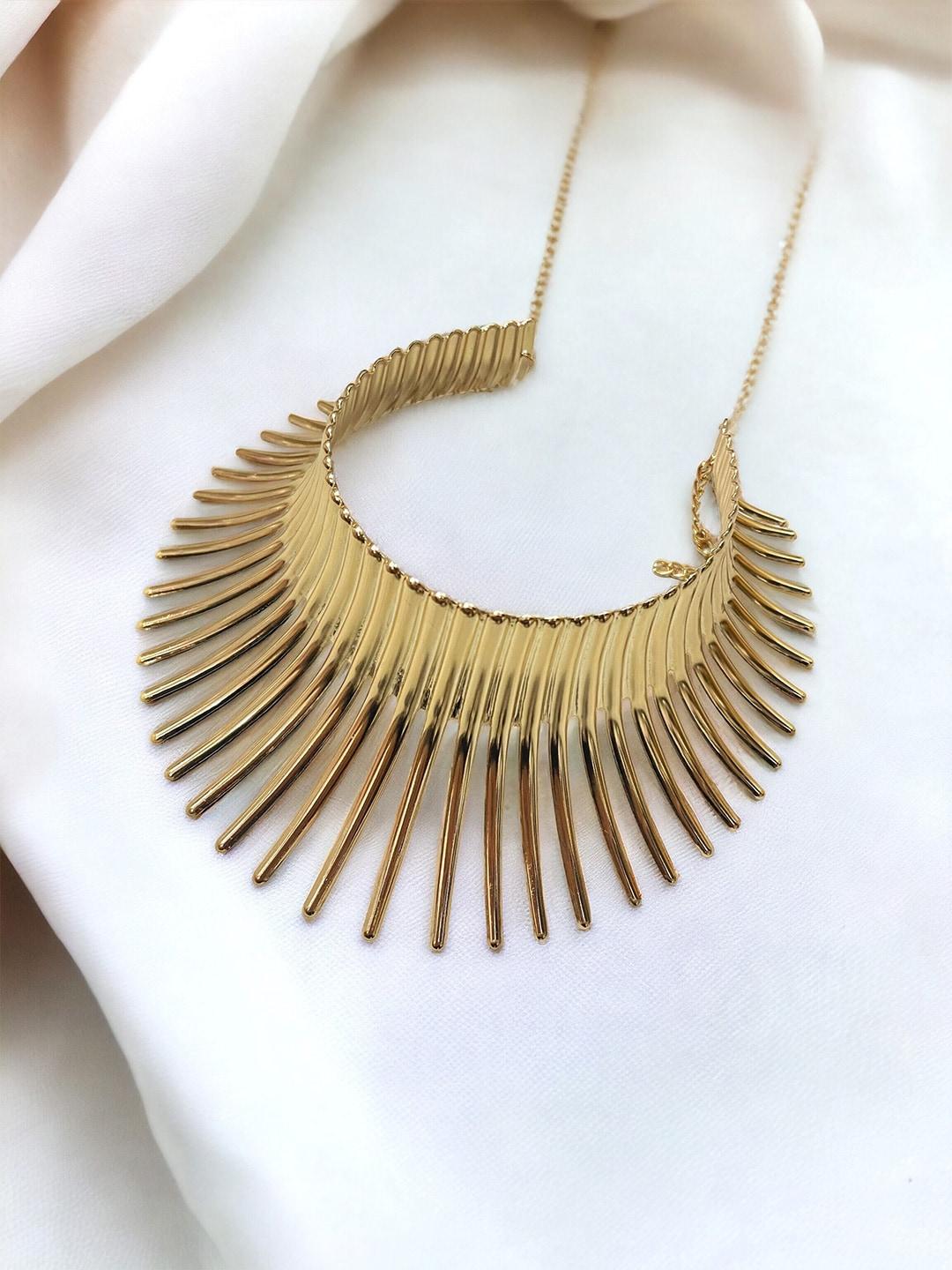 ishkaara gold-plated spikes statement choker necklace