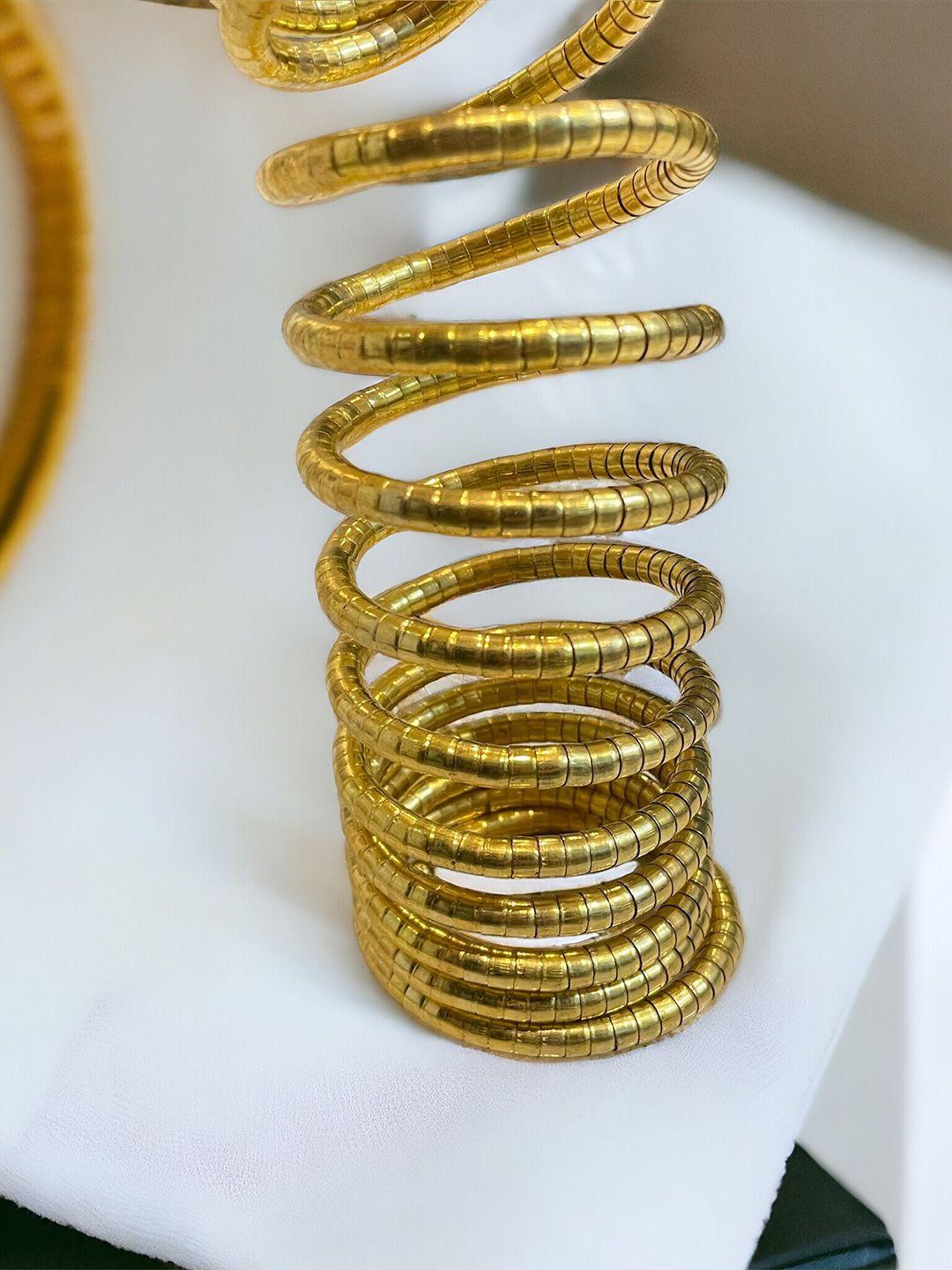 ishkaara gold-plated antique layered cuff bracelet
