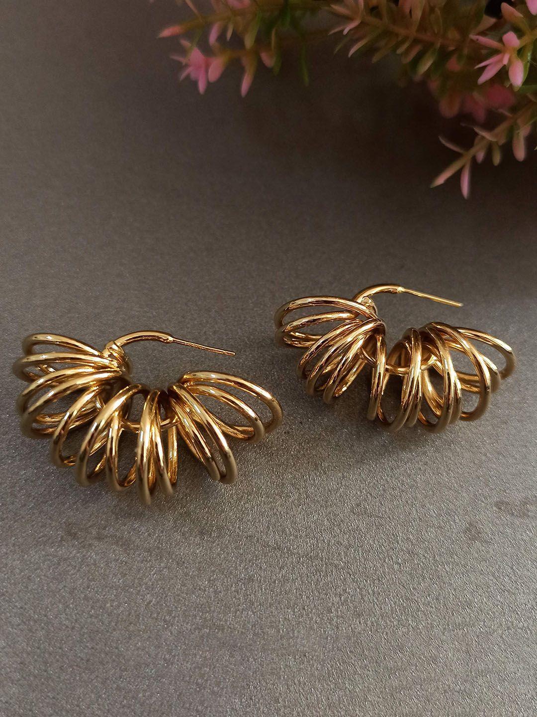 ishkaara gold-plated contemporary hoop earrings