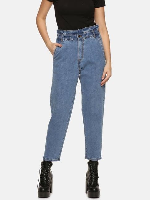 isu blue cotton high rise jeans