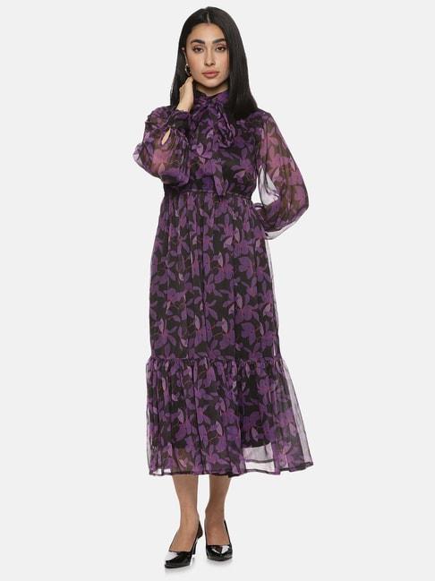 isu purple floral print maxi dress