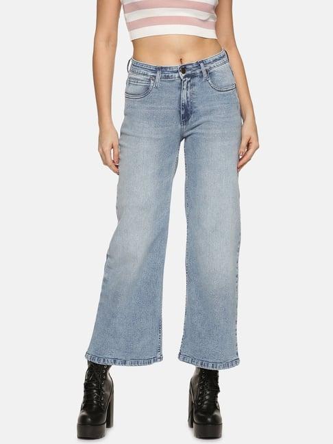 isu blue cotton mid rise jeans