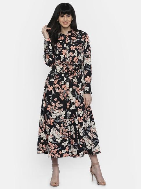 isu by radhika apte black floral print dress