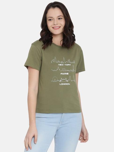 isu by radhika apte olive printed t-shirt