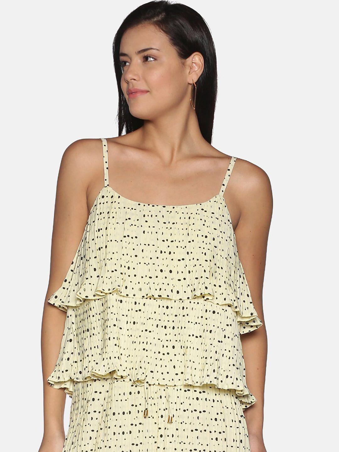 isu cream-coloured & black layered tiered top