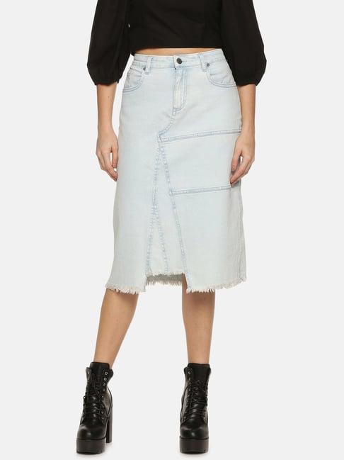 isu ice blue cotton bodycon skirt