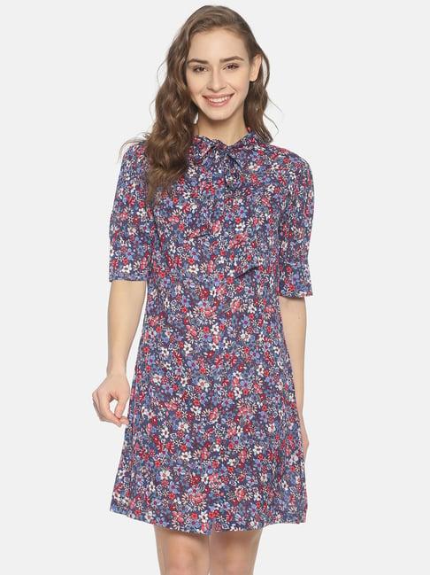 isu navy floral print dress