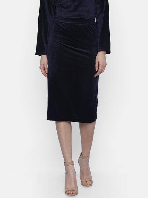 isu navy midi skirt