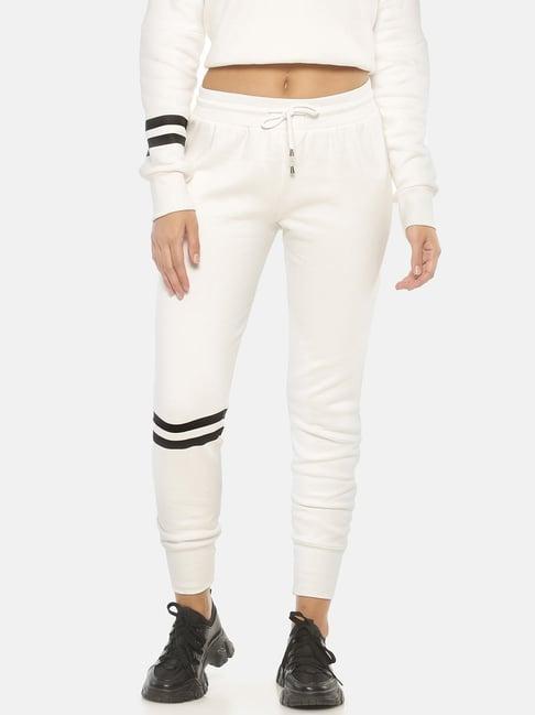 isu white cotton joggers