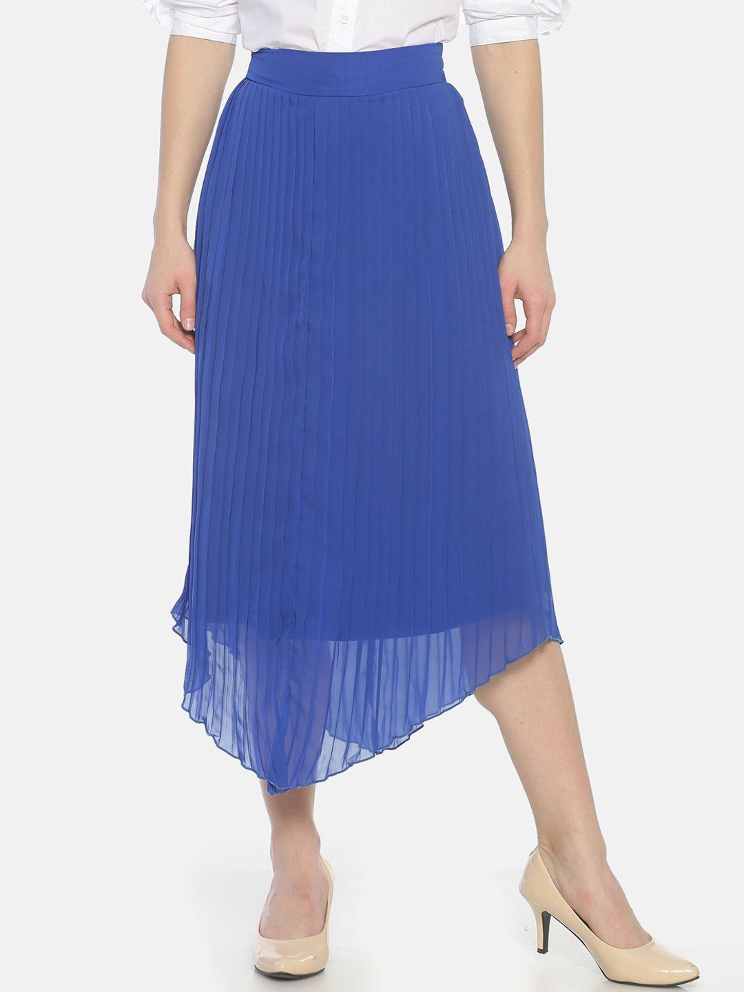 isu women blue solid a-line skirt