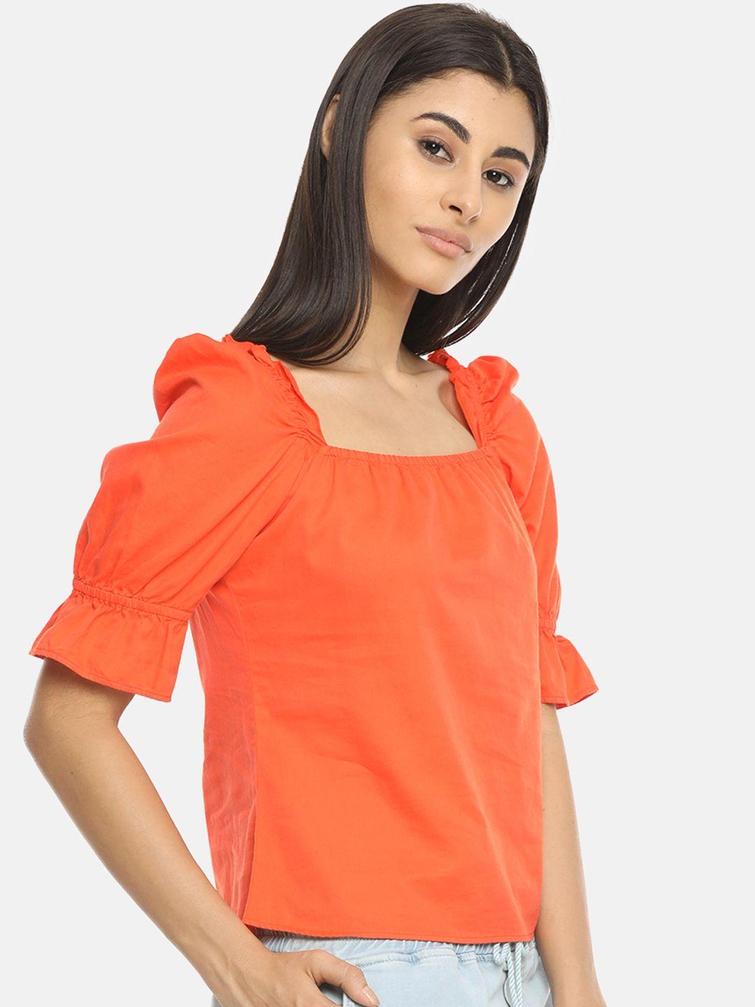 isu women orange solid top