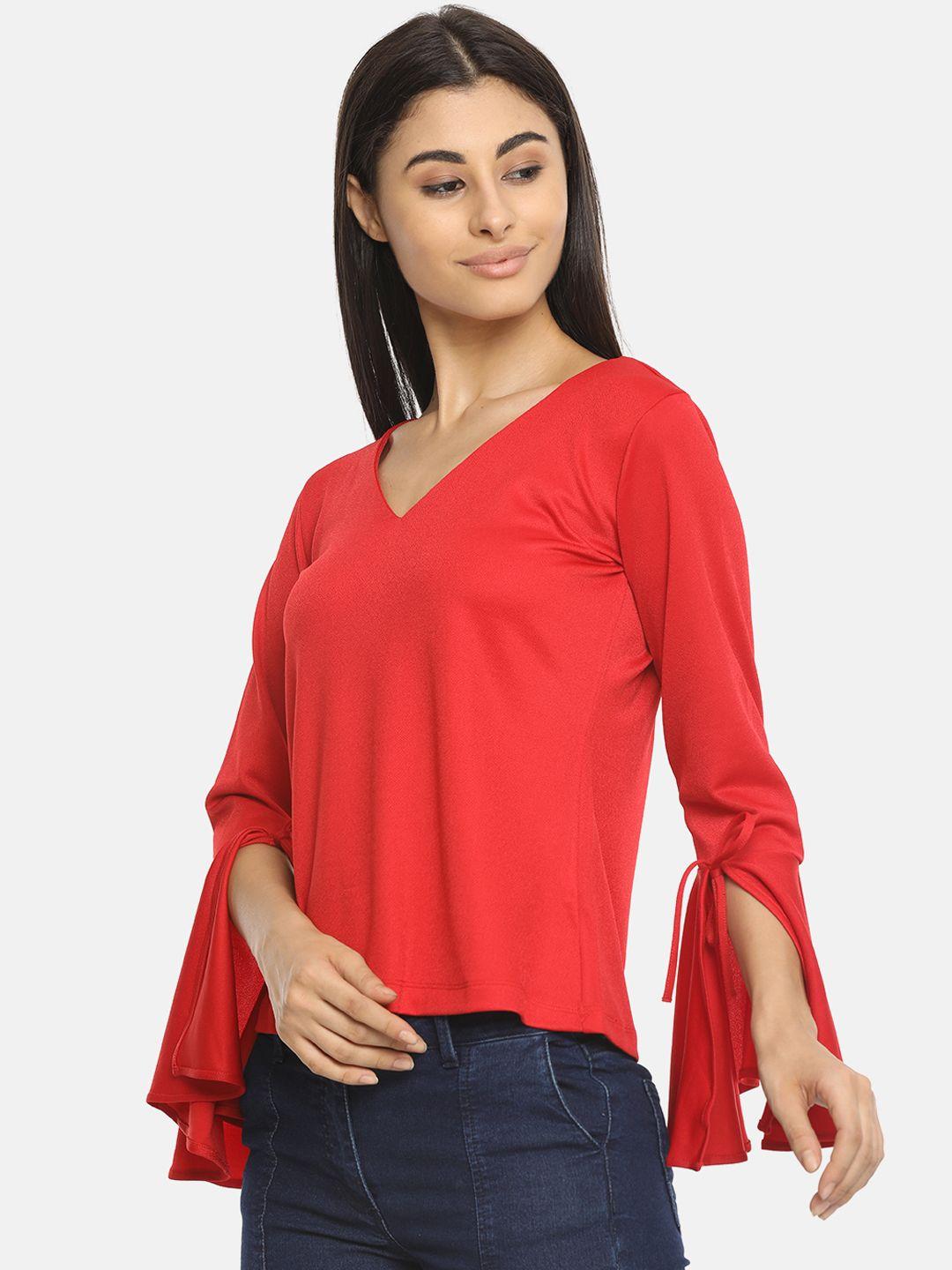 isu women red solid top