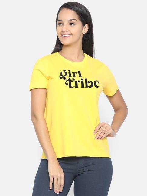 isu yellow graphic print t-shirt