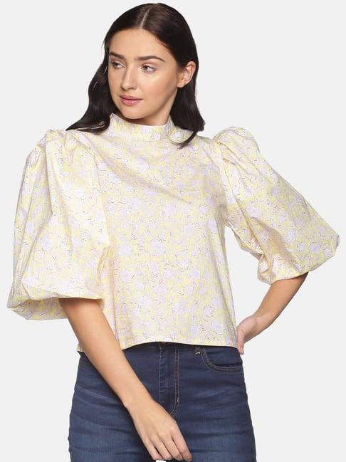 isu yellow printed top