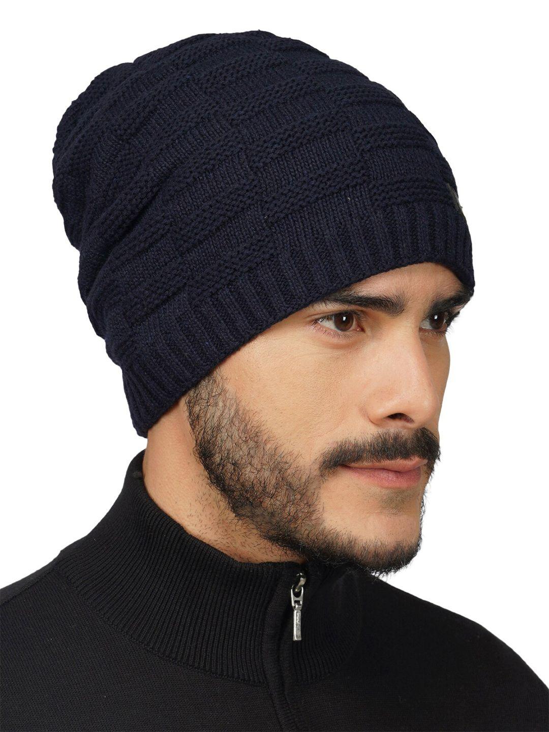 isweven self design woolen winter beanie cap