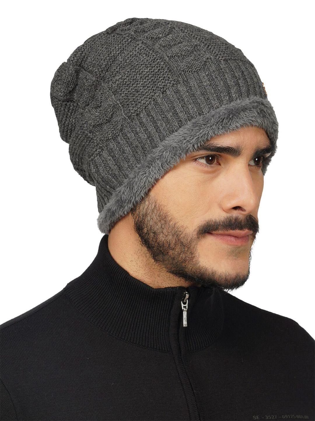 isweven self design woolen winter beanie caps