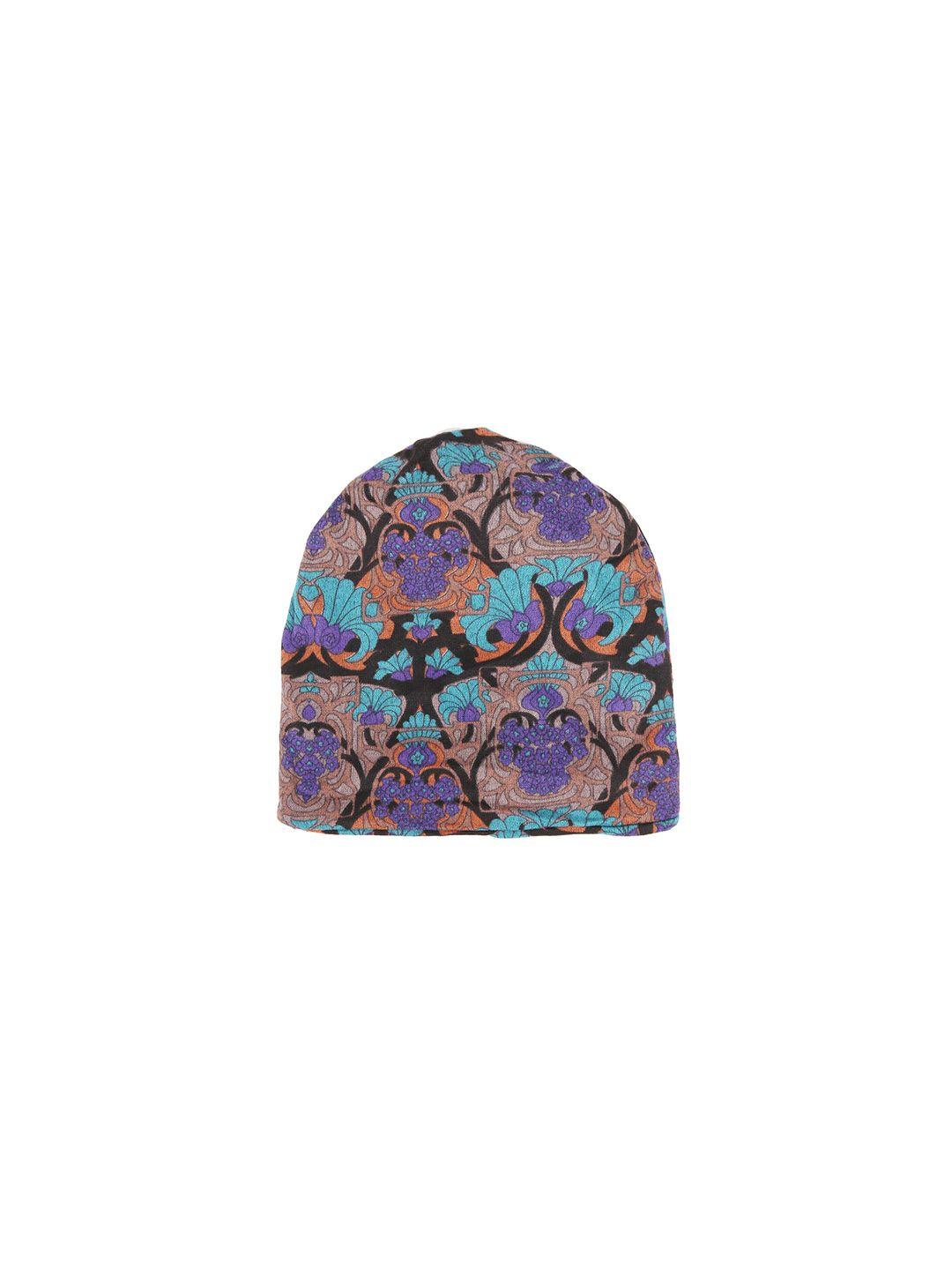 isweven multicoloured printed cotton beanie cap