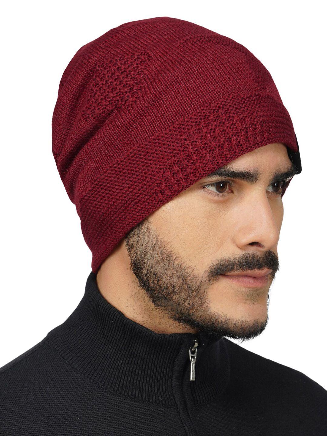 isweven self design woolen winter beanie cap