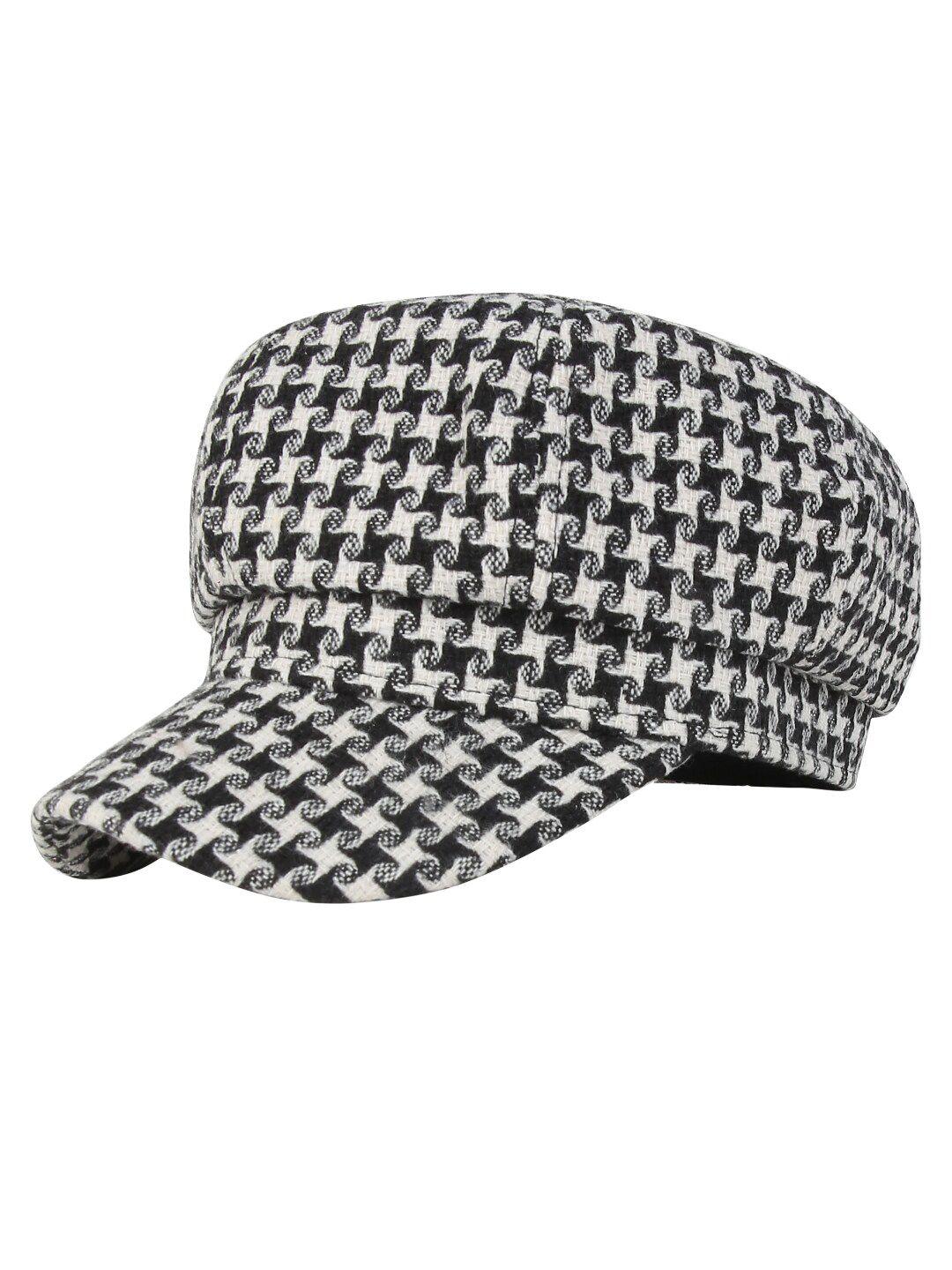 isweven unisex black & white self design cotton ascot cap