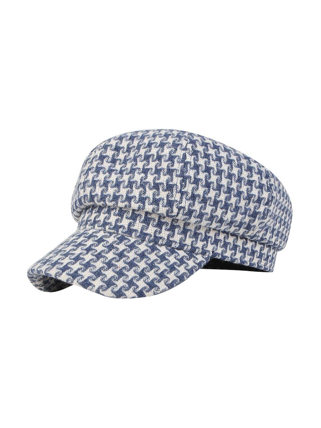 isweven unisex blue & white printed ascot cap