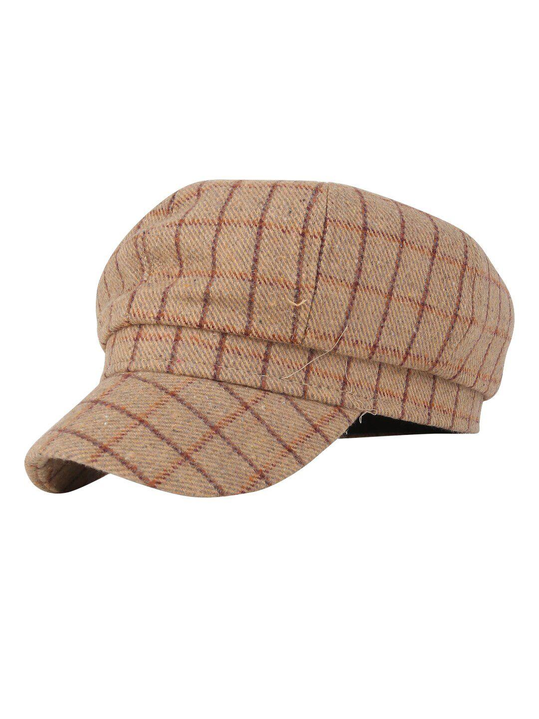 isweven unisex brown checked cotton ascot cap