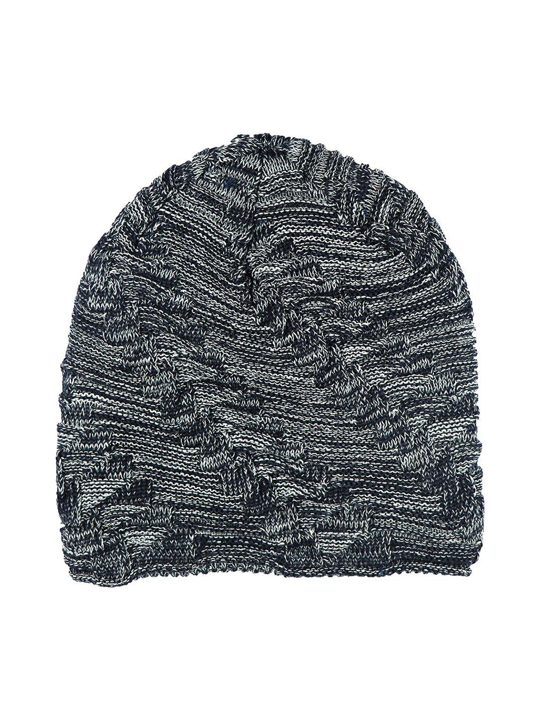 isweven unisex charcoal grey self design beanie