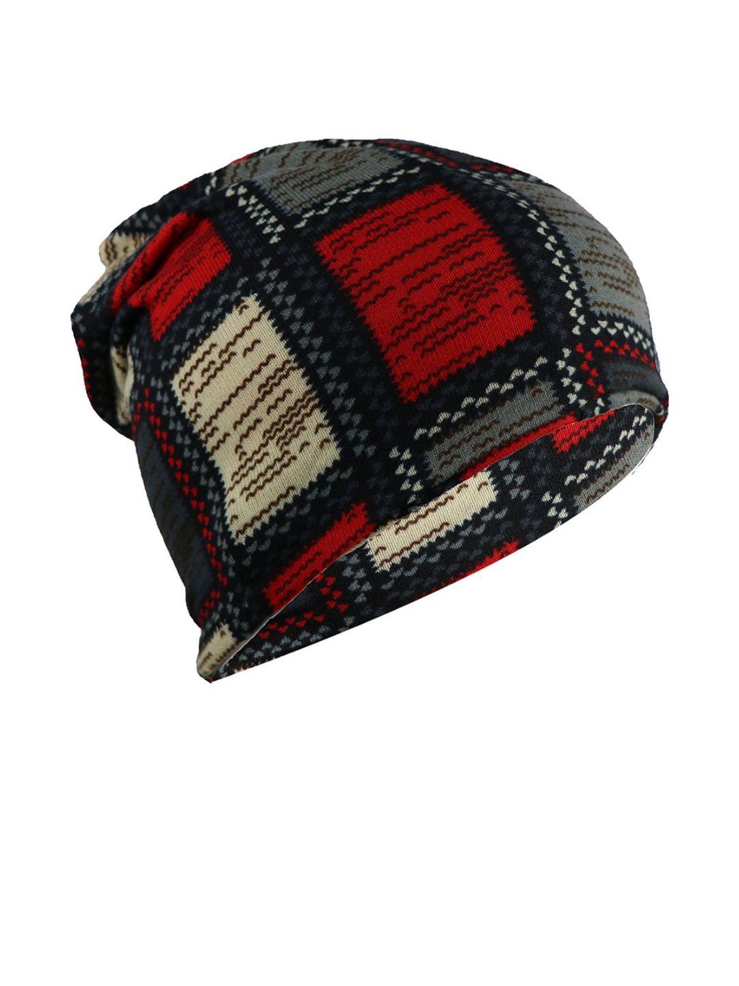 isweven unisex grey & beige printed beanie