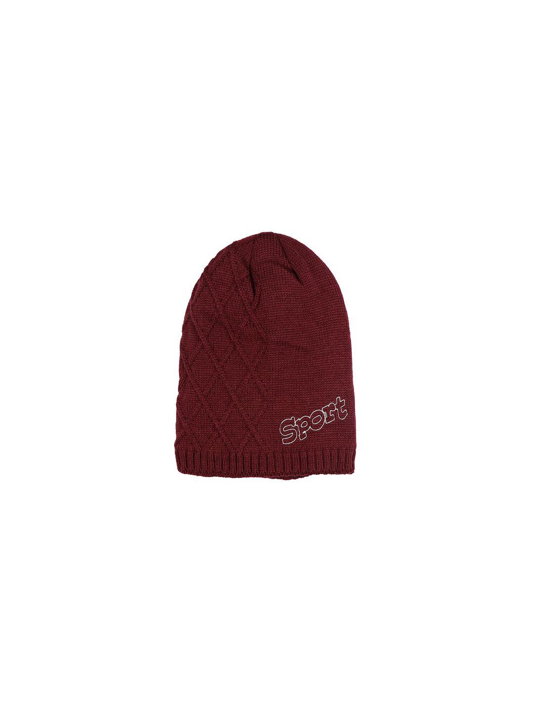 isweven unisex maroon solid beanie
