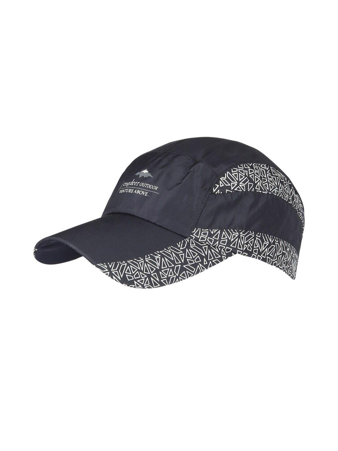 isweven unisex navy blue & white printed snapback cap