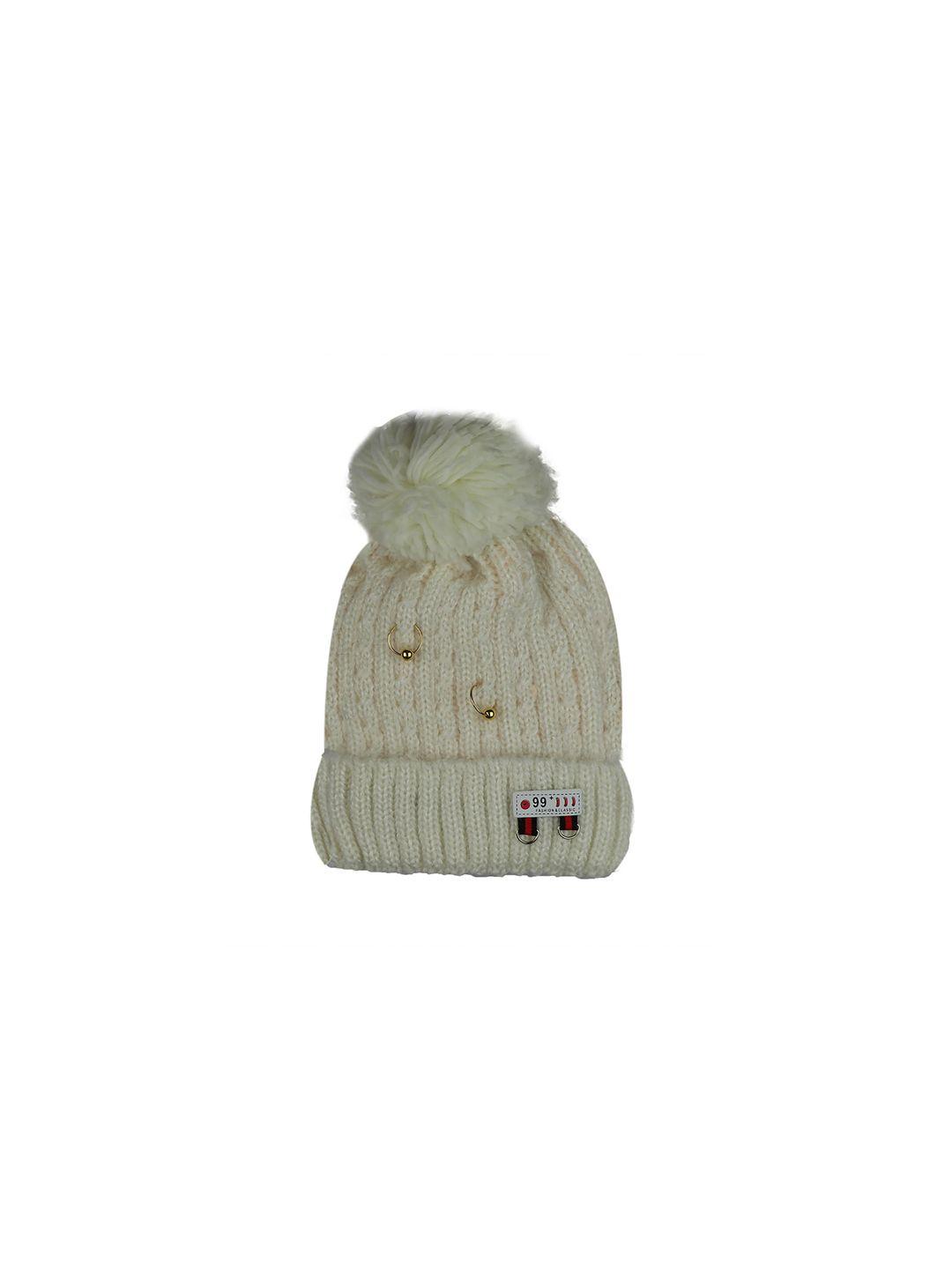 isweven unisex off-white self design beanie