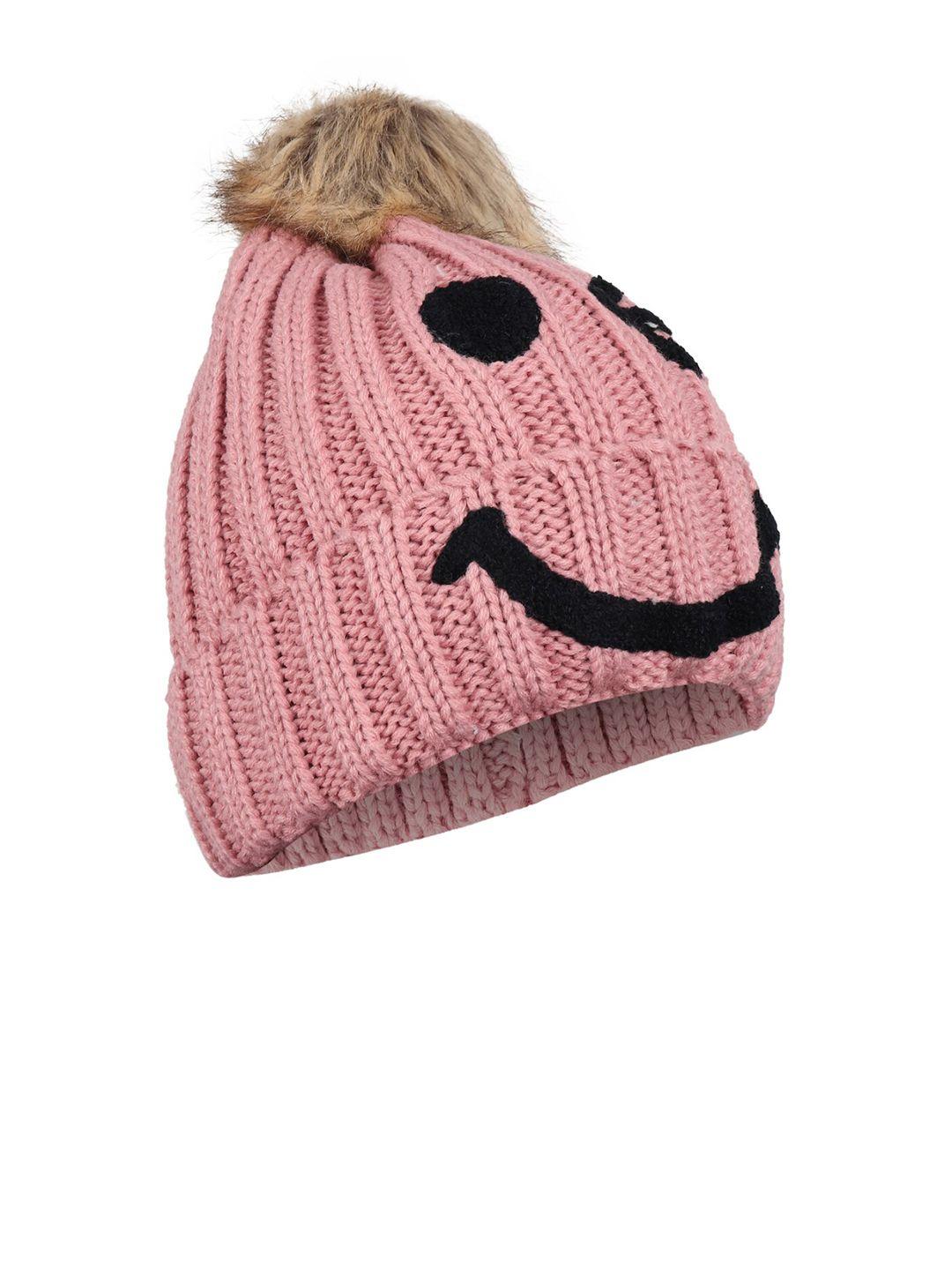 isweven unisex pink self design beanie