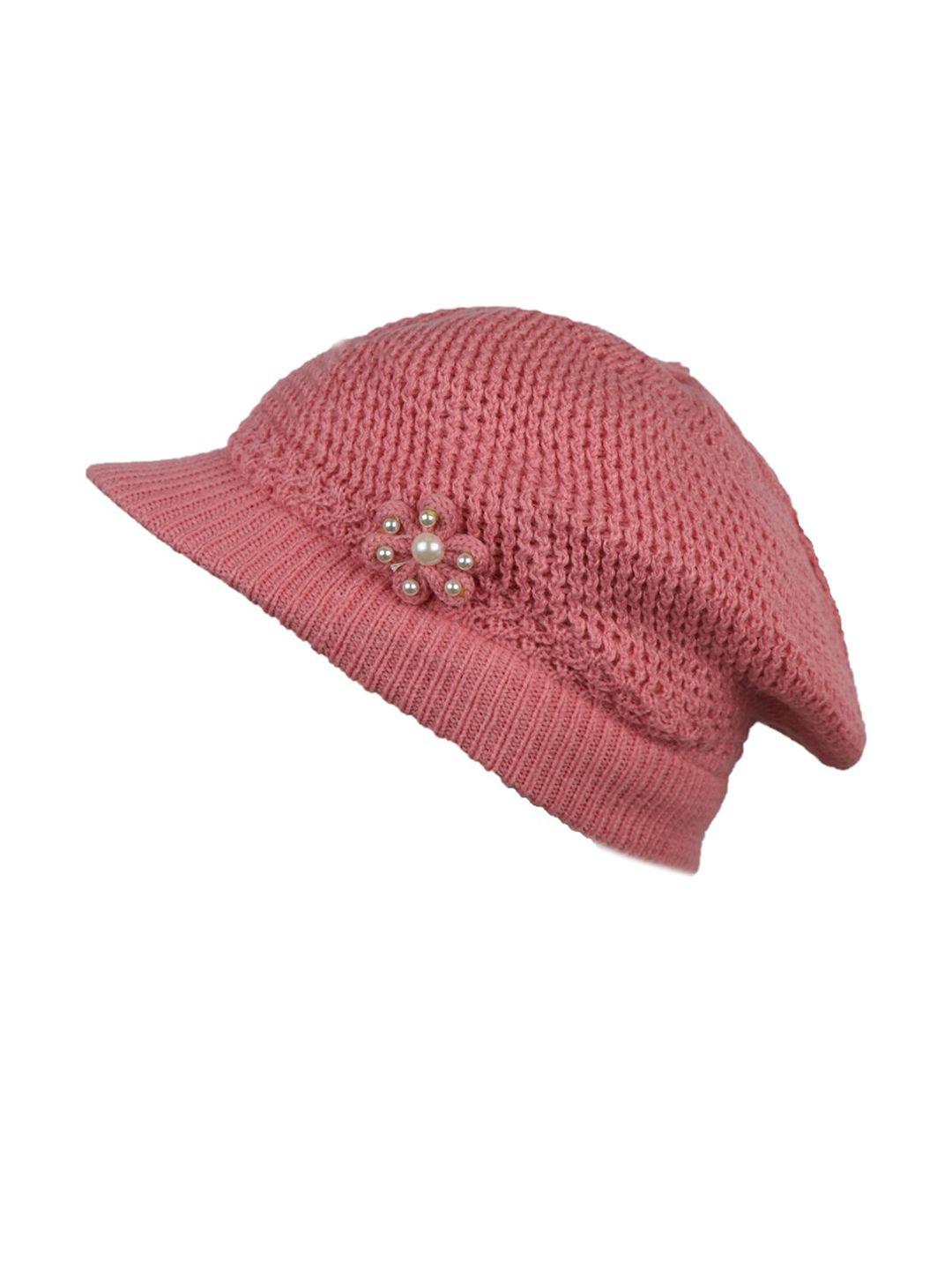 isweven unisex pink self-design woven expandable visor cap