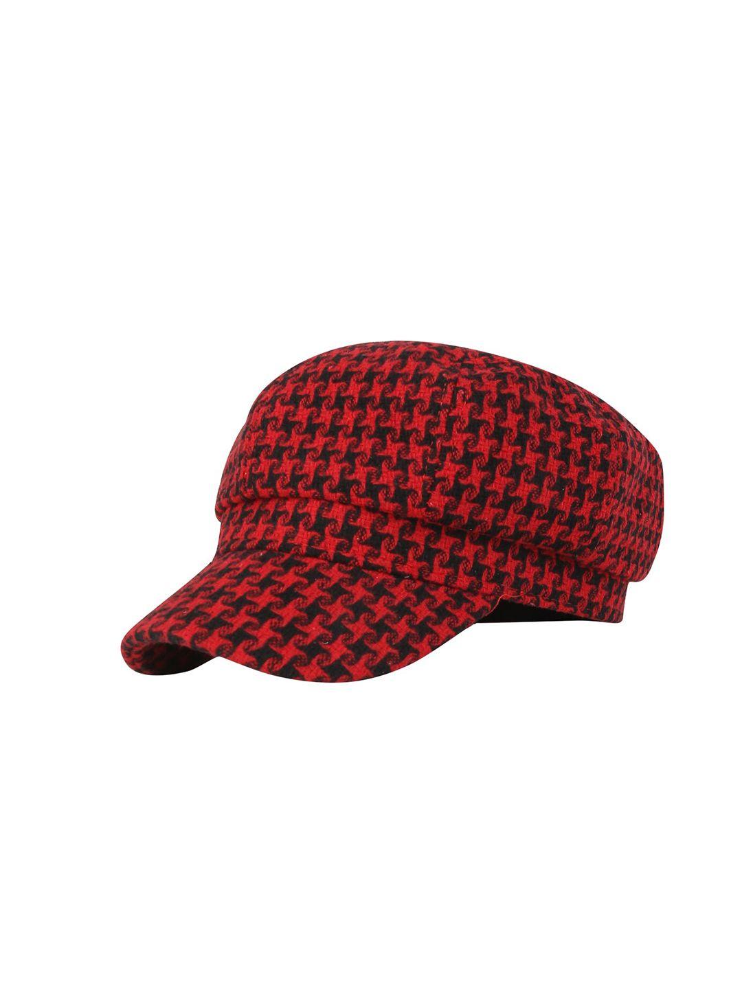 isweven unisex red & black printed cotton ascot cap