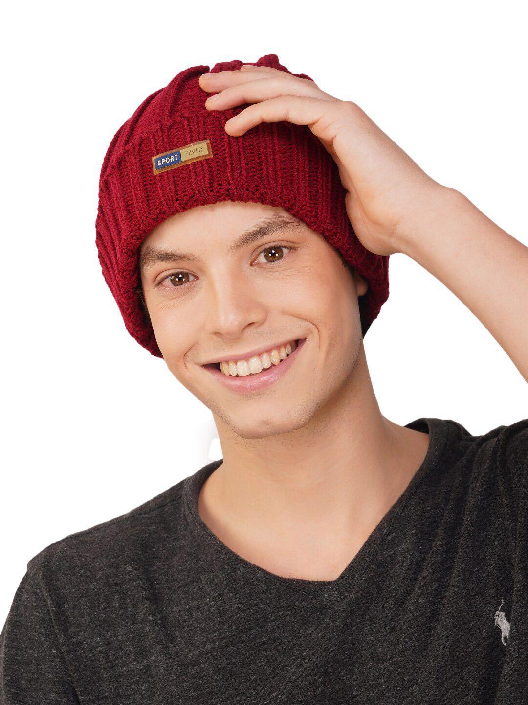 isweven unisex self design woollen beanie