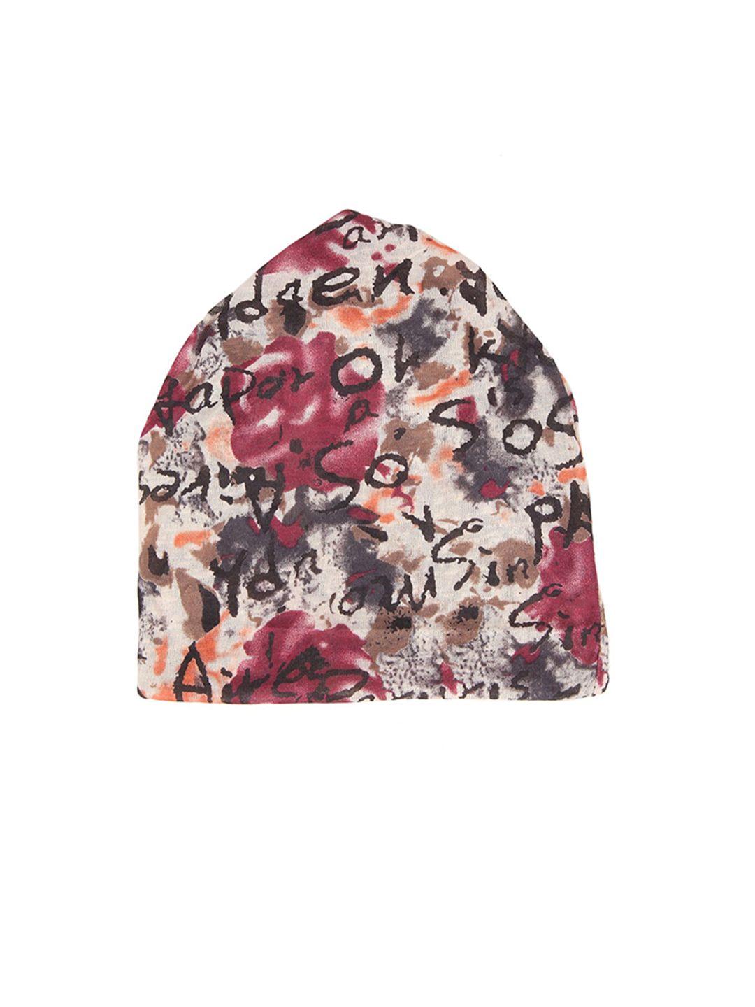 isweven unisex white & black printed beanie