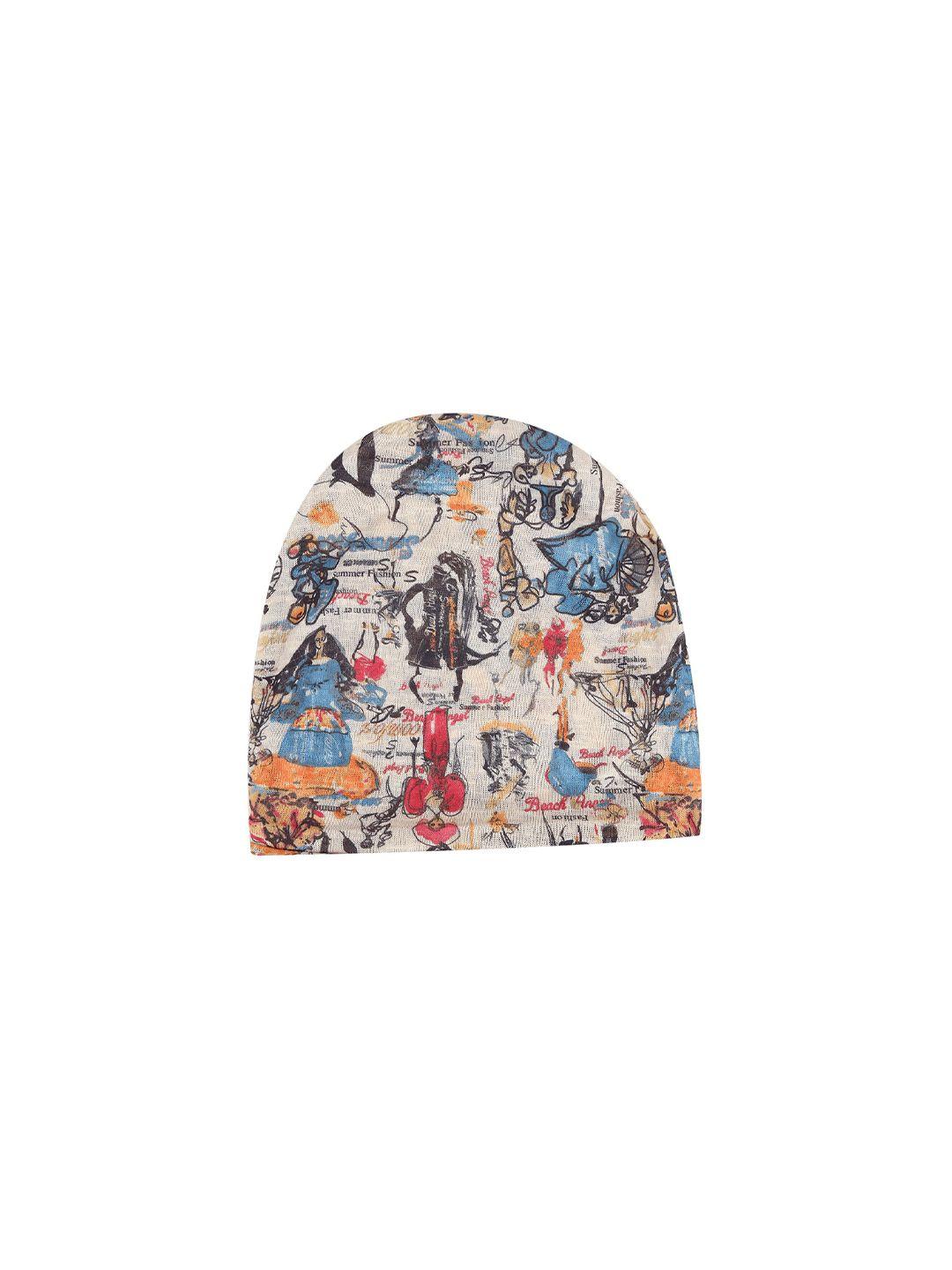 isweven unisex white & blue printed beanie