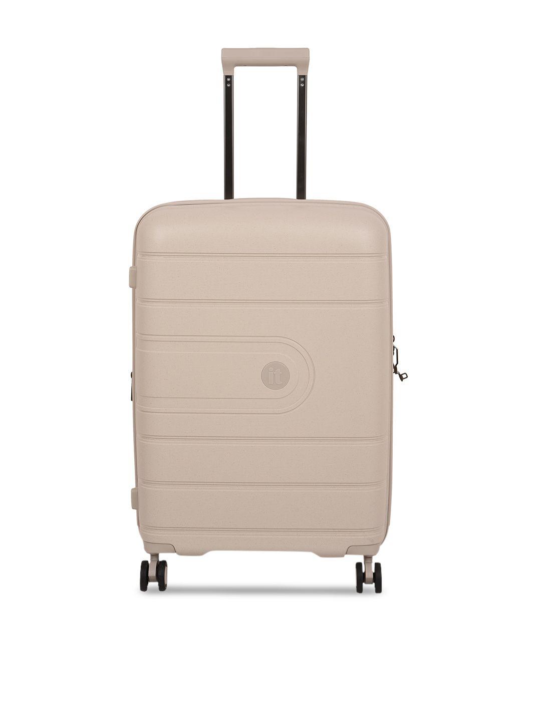 it luggage beige colored textured trolley suitcase