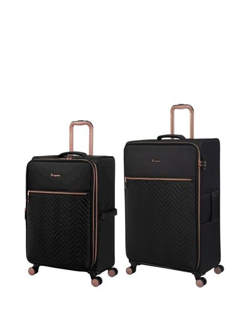 it luggage bewitching black quilted trolley bag pack of 2 - 20inch & 24inch