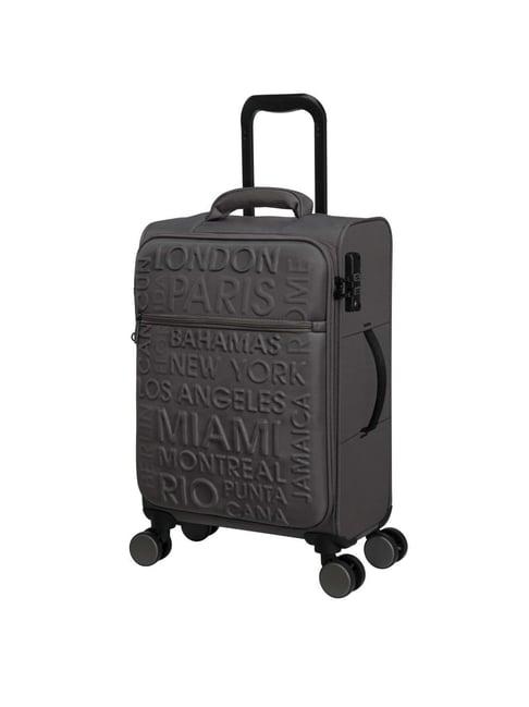 it luggage citywide charcoal grey textured soft cabin trolley bag - 20 inch