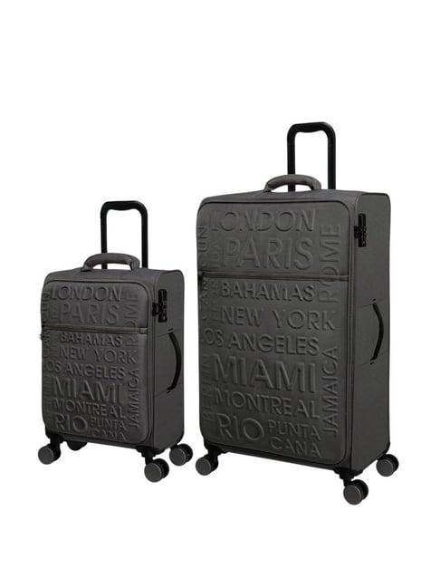it luggage citywide charcoal grey textured trolley bag pack of 2 - 20inch & 28inch