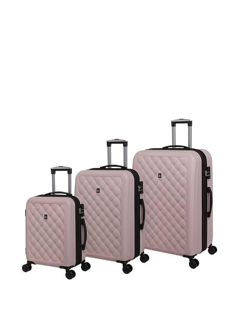 it luggage pink 8 wheel large hard cabin trolley pack of 3