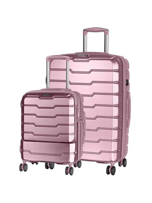 it luggage pink 8 wheel large hard cabin trolley set of 2