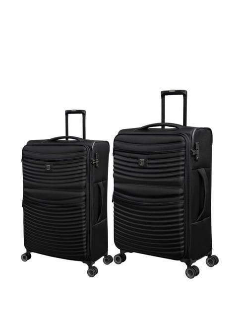 it luggage precursor black quilted trolley bag pack of 2 - 24inch & 28inch