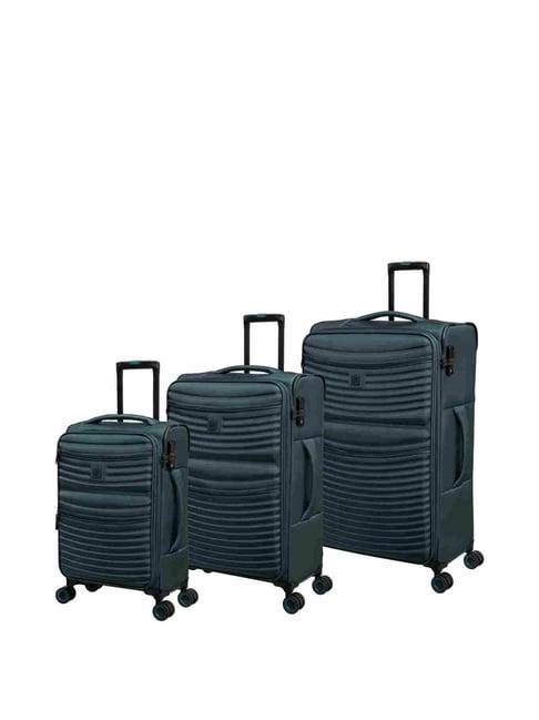 it luggage precursor mediterranea blue quilted trolley bag pack of 3 - 20inch, 24inch & 28inch