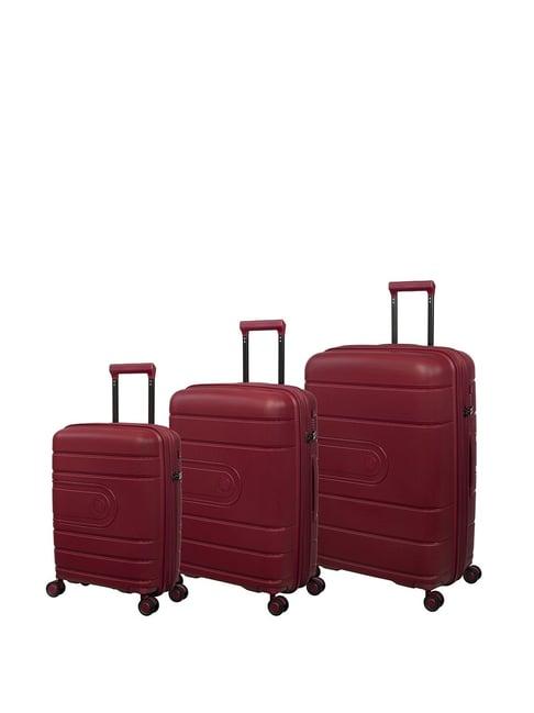 it luggage red 8 wheel large hard cabin trolley set of 3