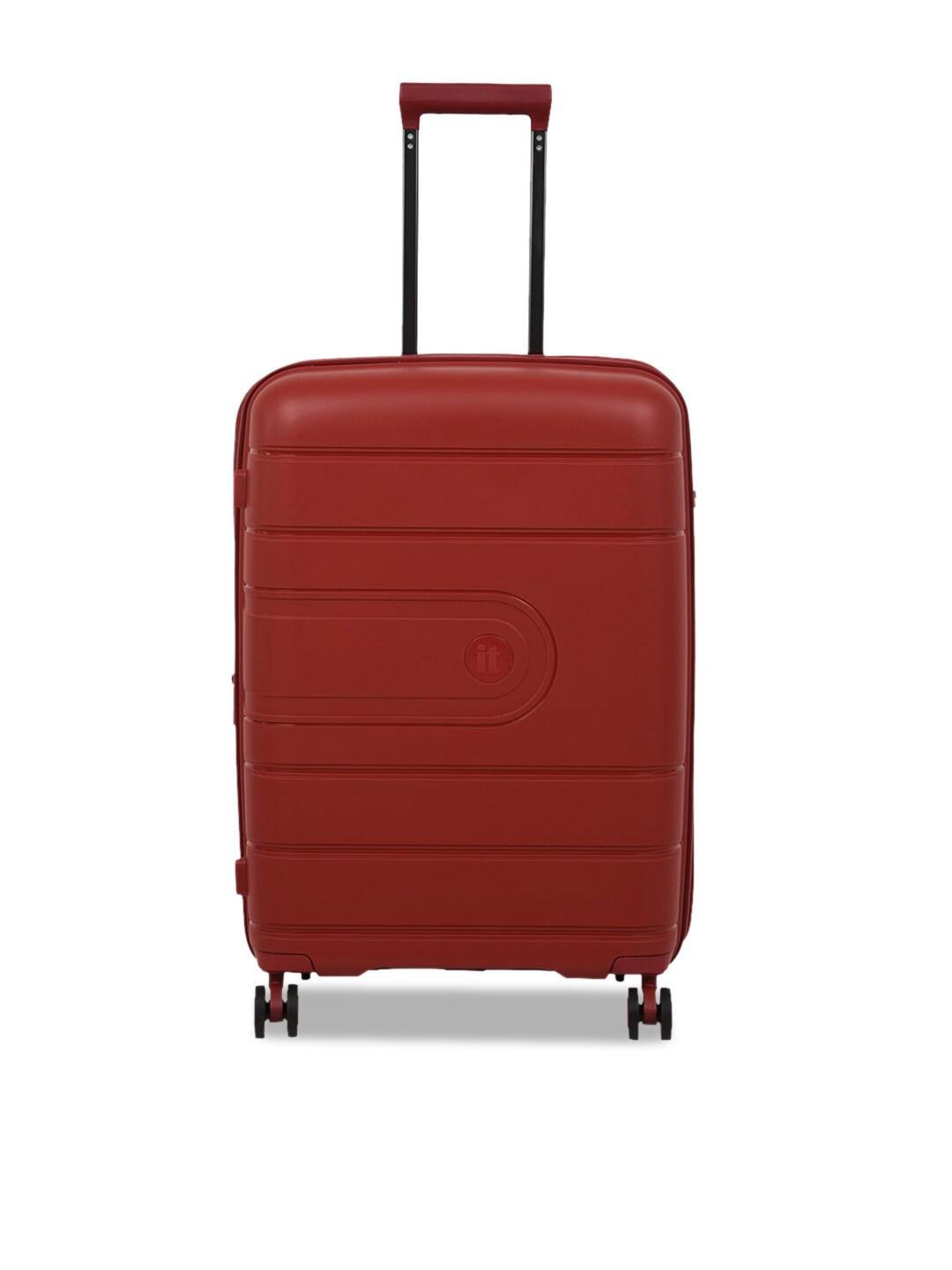 it luggage red solid hard-sided medium trolley bag