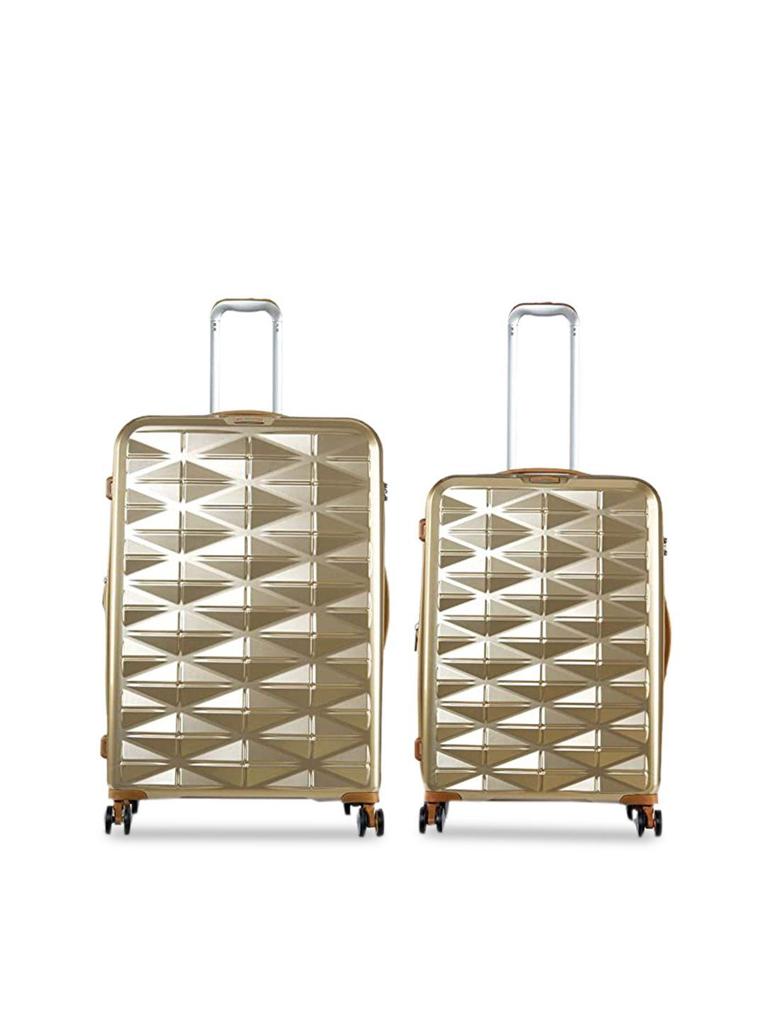 it luggage set of 2 gold-toned solid hard-sided trolley suitcases